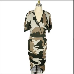NWT New York & Company Camo Knit V-Neck Dress